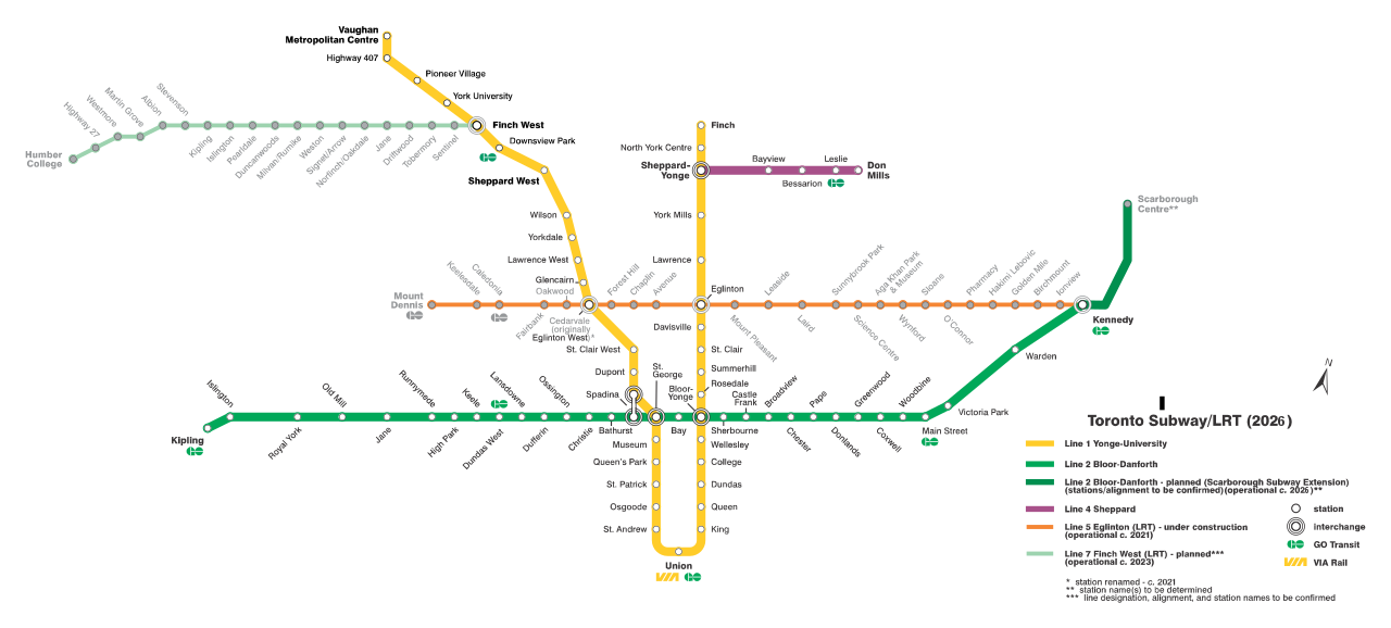 TTC LRT map of new lines 