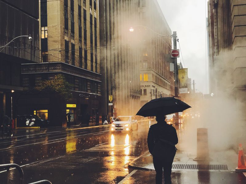 Gloomy rainy day in Toronto Streets